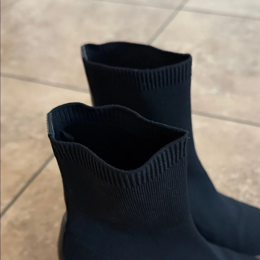 Zara Black Heeled Sock Boots - Picture 5 of 7